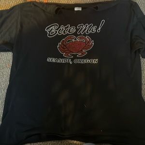 Bite me seaside, Oregon cotton short sleeve with crab XL